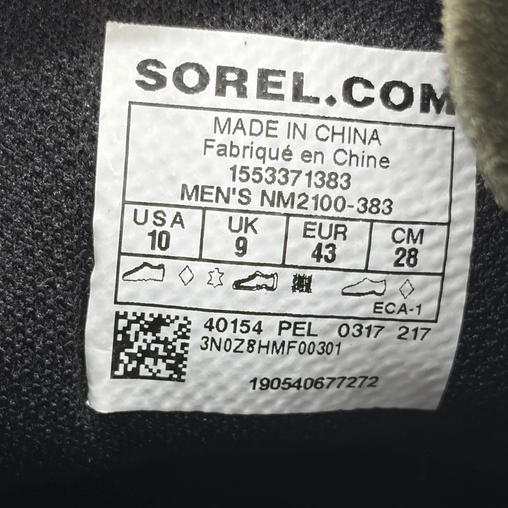 Sorel Mens 10 Boots Ankeny Mid Ankle Hiker Army Green NM2100-383 Waterproof
